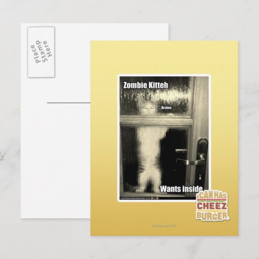 Zombie Kitteh Briefkaart (Voorkant / Achterkant)