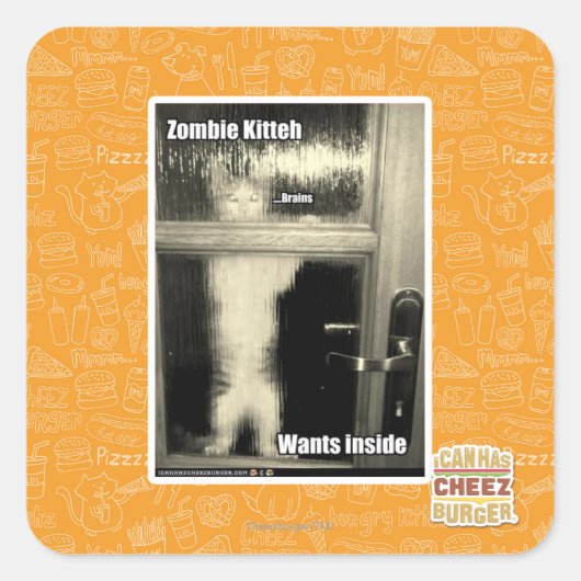 Zombie Kitteh Vierkante Sticker (Voorkant)