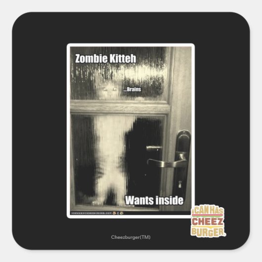 Zombie Kitteh Vierkante Sticker (Voorkant)