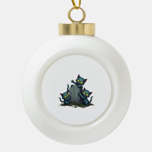 Zombie Kitten Opstand Keramische Bal Ornament (Voorkant)