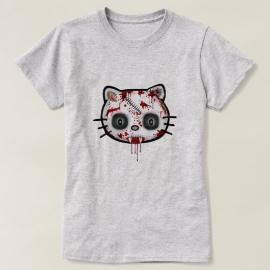 Zombie Kitty Cat Funny Halloween T-shirt (Design voorkant)
