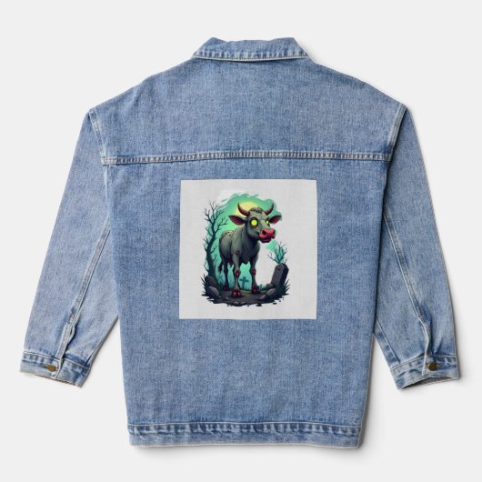 Zombie Koe Apocalyps Denim Jacket (Achterkant)