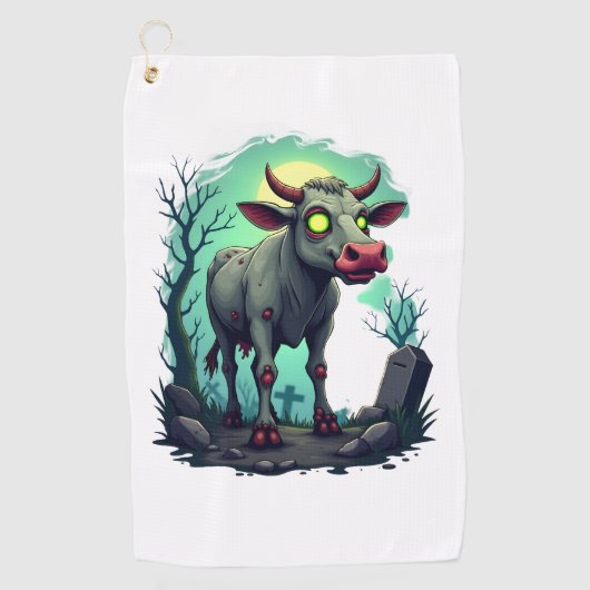 Zombie Koe Apocalyps Golfhanddoek (Voorkant)