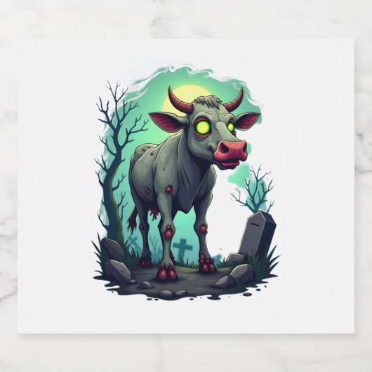 Zombie Koe Apocalypse Sparkling Wijnetiket (Enkel label)