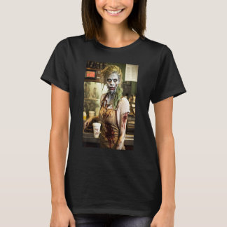 Zombie koffie barista zombies in het dagelijks lev t-shirt