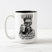 Zombie Koffie omdat moord verkeerd is Tweekleurige Koffiemok (Links)