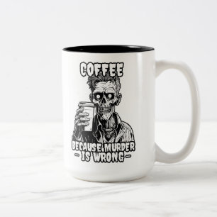 Zombie Koffie omdat moord verkeerd is Tweekleurige Koffiemok