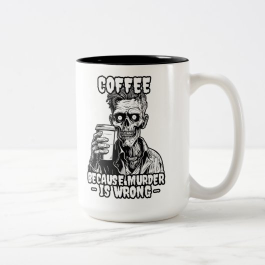 Zombie Koffie omdat moord verkeerd is Tweekleurige Koffiemok (Rechts)