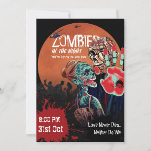Zombie Koppel Apocalypse Horror Halloween Uitnodig Kaart