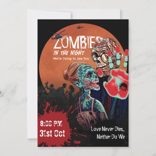 Zombie Koppel Apocalypse Horror Halloween Uitnodig Kaart (Voorkant)