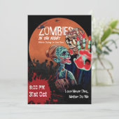 Zombie Koppel Apocalypse Horror Halloween Uitnodig Kaart (Staand voorkant)