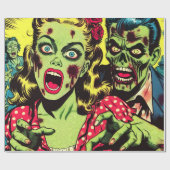 Zombie Koppel Retro Strips Cadeaupapier (Vlak)