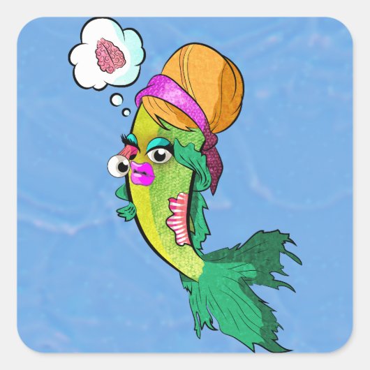 Zombie Lady Fish Vierkante Sticker (Voorkant)