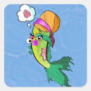 Zombie Lady Fish Vierkante Sticker