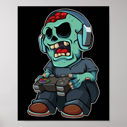 Zombie Lazy Halloween Kostuum Grappig Gaming Video Poster (Voorkant)