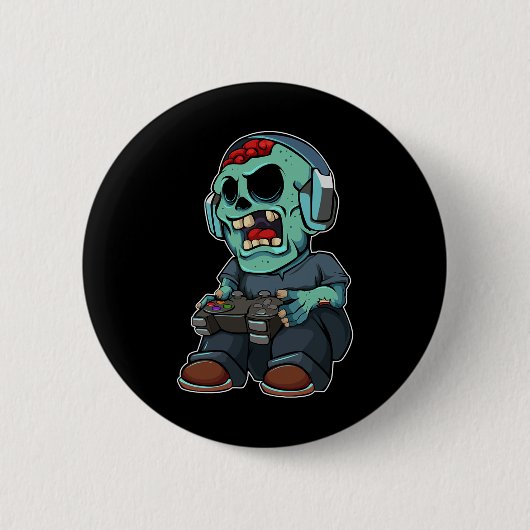 Zombie Lazy Halloween Kostuum Grappig Gaming Video Ronde Button 5,7 Cm (Voorkant)