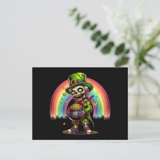 Zombie Leprechaun Briefkaart (Staand voorkant)