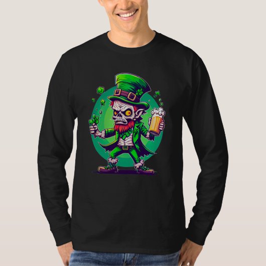 Zombie Leprechaun Irish St Paddy's Beer  3 T-shirt (Voorkant)