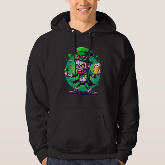 Zombie Leprechaun Irish St Paddy's Bier 1 Hoodie (Voorkant)