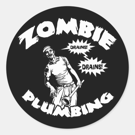 Zombie Loodgieterij Ronde Sticker (Voorkant)
