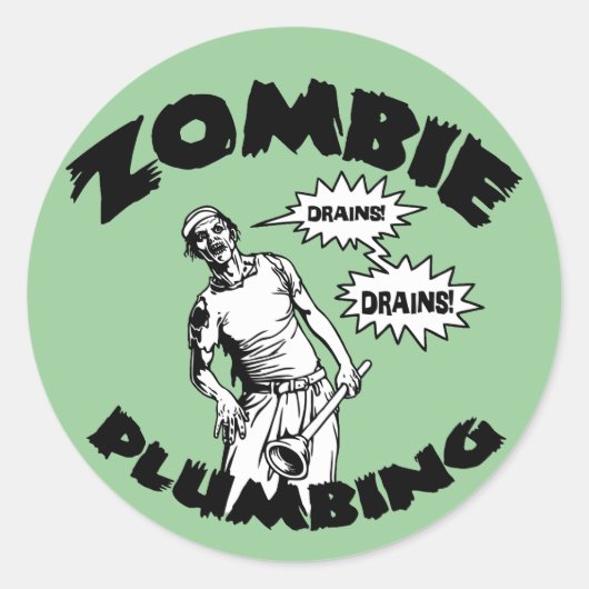 Zombie Loodgieterij Ronde Sticker (Voorkant)