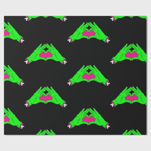 Zombie Love Heart Hands Halloween valentijn Cadeaupapier (Vlak)