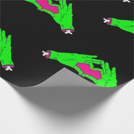 Zombie Love Heart Hands Halloween valentijn Cadeaupapier (Hoek)