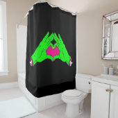 Zombie Love Heart Hands Halloween valentijn Douchegordijn (In situ)