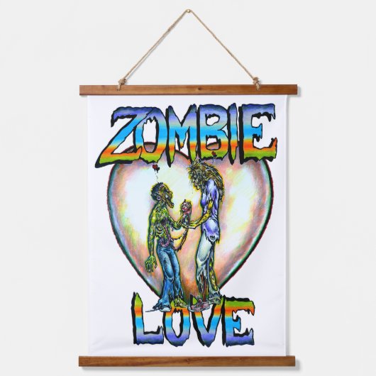 "Zombie Love" Kunst van Rebecca O'Donnell Hangend Wandkleed (Voorkant)