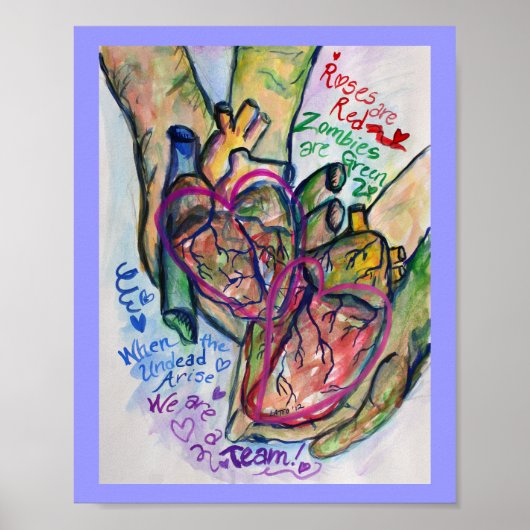 Zombie Love Poem Painting Art Print Posters (Voorkant)