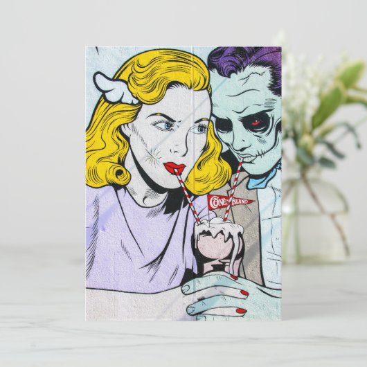 zombie love shake bedankkaart (Staand voorkant)