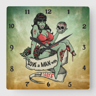 Zombie Love Vierkante Klok