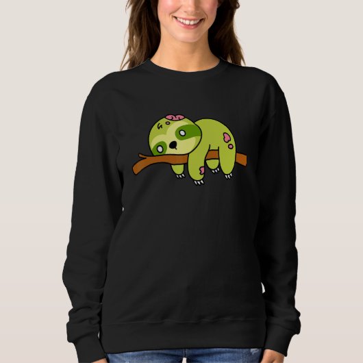Zombie Luiaard Halloween Dier Schattig Monster Gra Trui (Voorkant)