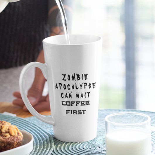 Zombie maar koffie eerste witte Halloween Latte Mok