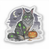 Zombie Maine Coon - Spooky Halloween Cat Sticker (Voorkant)
