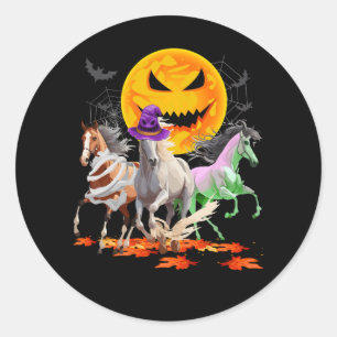 Zombie mama heks paard liefhebber pompoen horror h ronde sticker