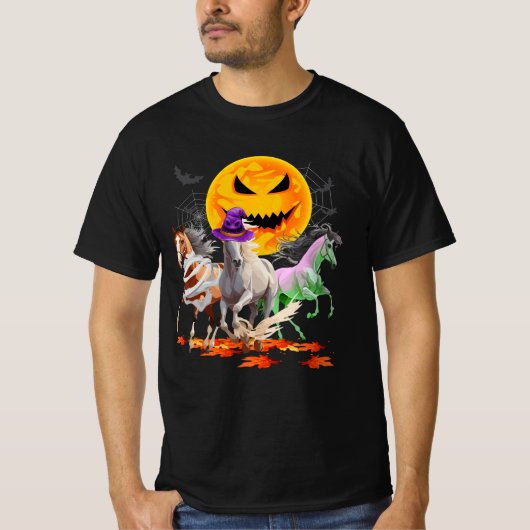 Zombie mama heks paard liefhebber pompoen horror h t-shirt (Voorkant)