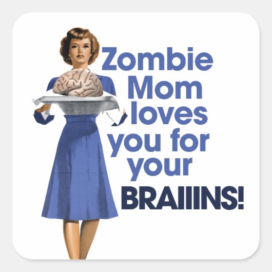Zombie mama vierkante sticker (Voorkant)