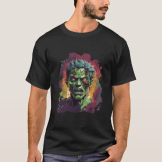 Zombie Man Gezicht Halloween Nacht Enge Kostuum Vo T-shirt