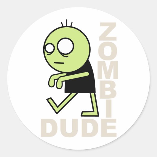 Zombie Man Ronde Sticker (Voorkant)