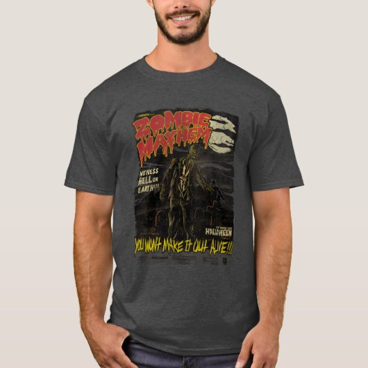 Zombie Mayhem Halloween retro T-shirt (Voorkant)