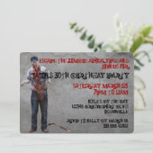 Zombie Mechanic Custom Birthday Invites Kaart (Staand voorkant)