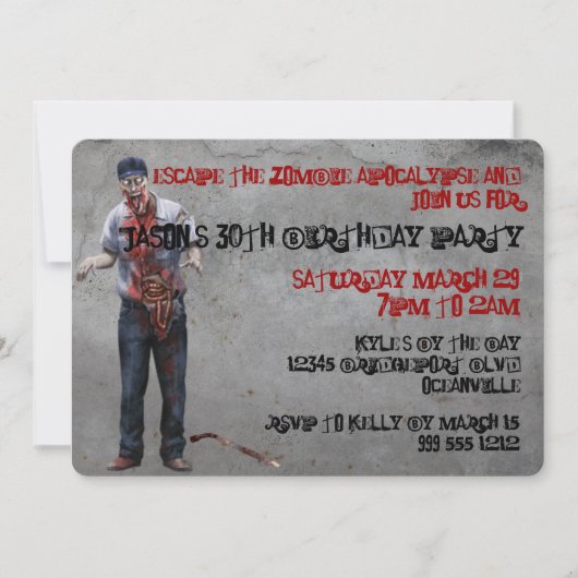 Zombie Mechanic Custom Birthday Invites Kaart (Voorkant)