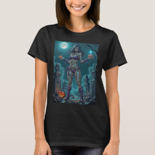 Zombie Meisje Biedt Halloween Snoepjes of Hersens  T-shirt