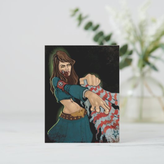 Zombie meisje briefkaart (Staand voorkant)