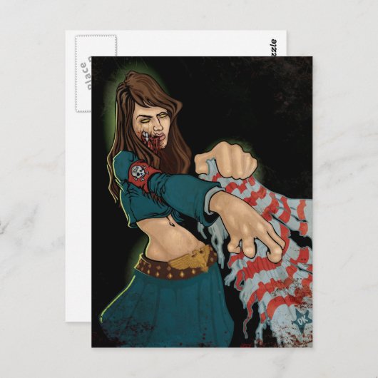 Zombie meisje briefkaart (Voorkant / Achterkant)