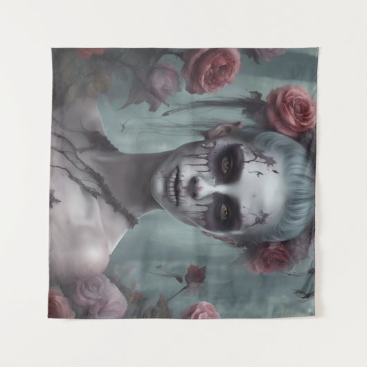 Zombie meisje in de Rozen Wandkleed (Voorkant (horizontaal))