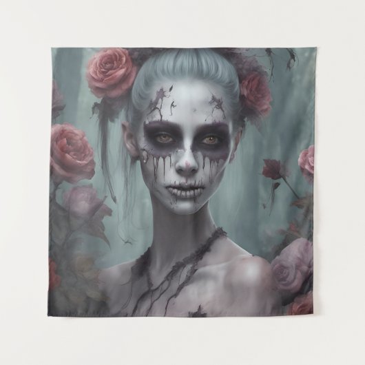 Zombie meisje in de Rozen Wandkleed (Voorkant)