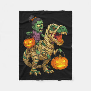 Zombie Meisje rijdt Mummie T Rex Halloween Kindere Fleece Deken