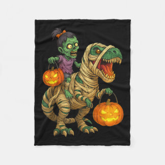 Zombie Meisje rijdt Mummie T Rex Halloween Kindere Fleece Deken